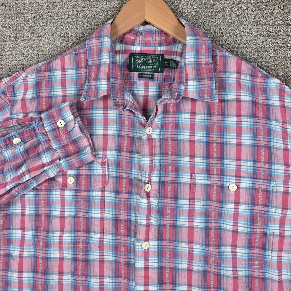Polo‎ Country Ralph Lauren Mens XXL Plaid Aztec Southwest Button Down Shirt